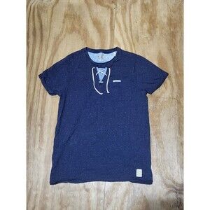 Scotch & Soda Amsterdam BAHAMAS Men S Blue Cotton Knit Tee SPECKLED 1/4 LACE @L6